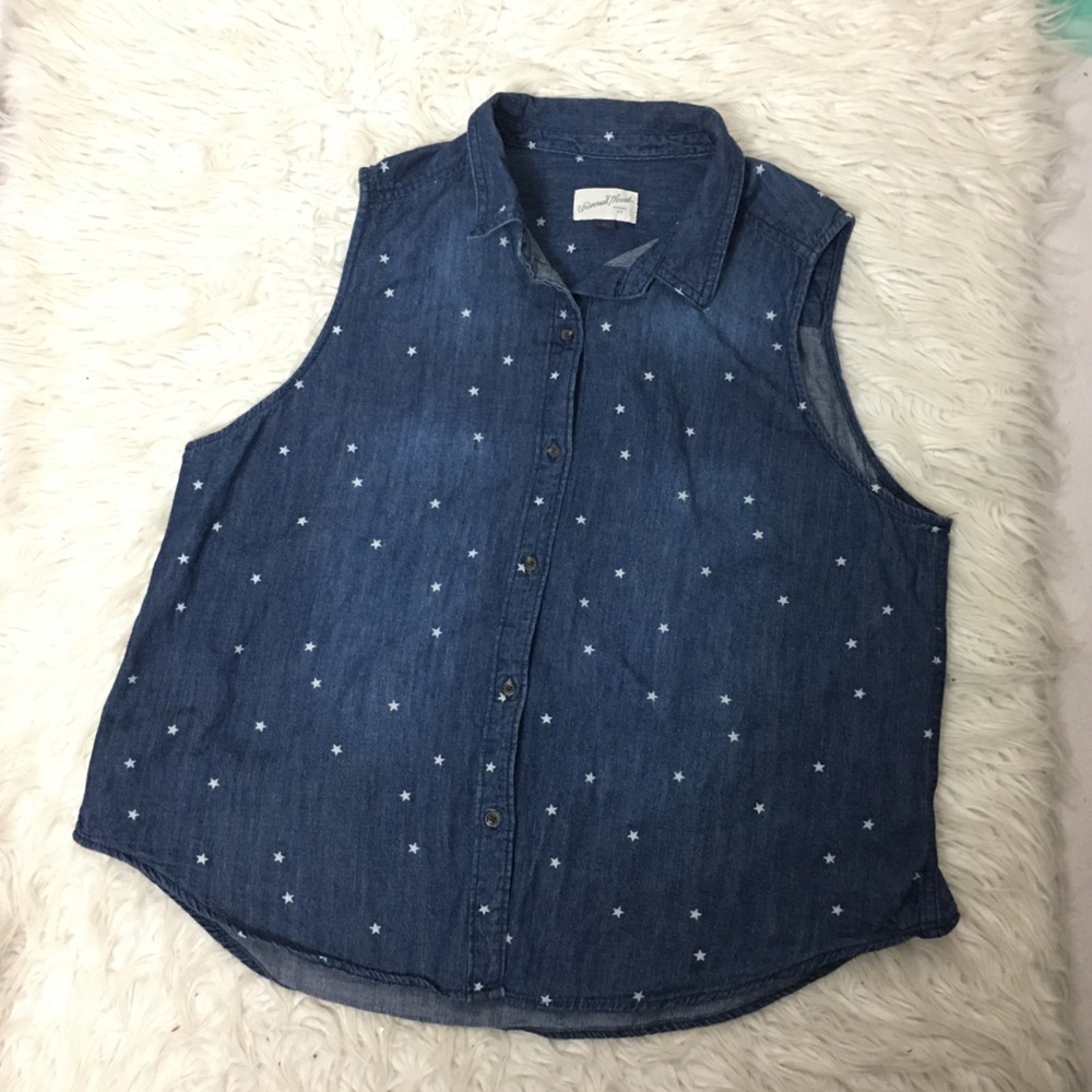 Universal Thread Sleeveless Button Down Denim Blu… - image 3